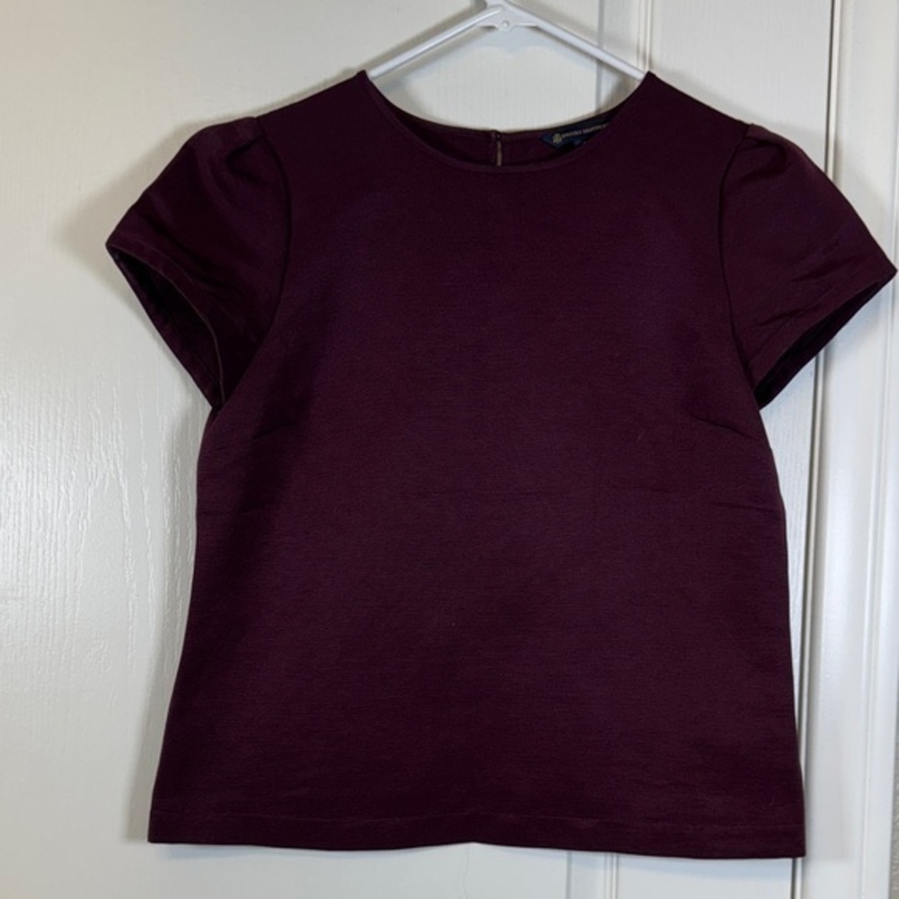 Brooks Brothers Maroon Pleated Short Sleeve Blouse Size 4 EUC #5855